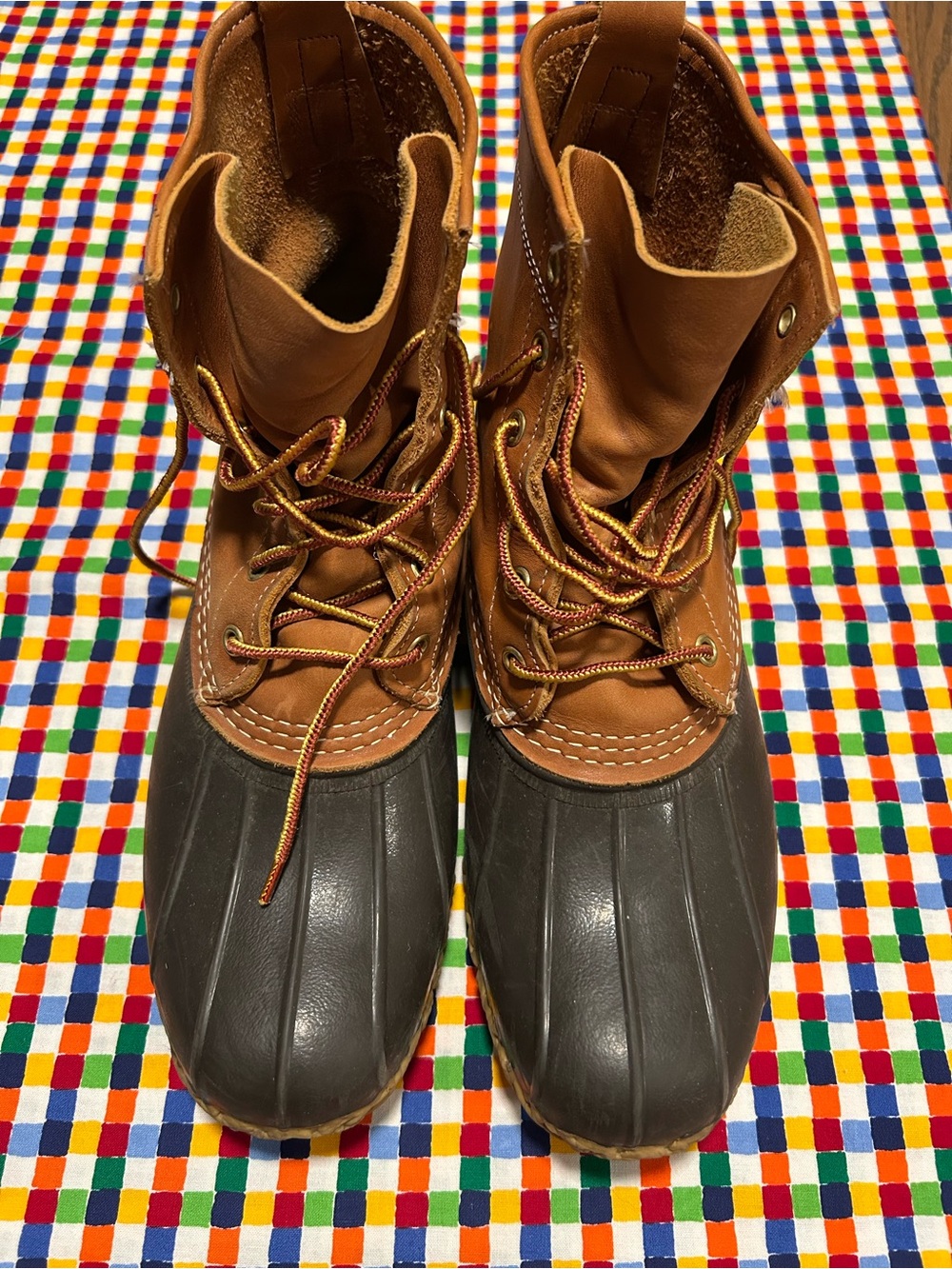 Ll bean Men's Brown and Dark Gray 
Waterproof Duck Boots 9